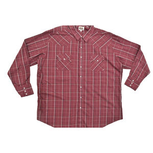 Ely Cattleman Men's Western Snap Shirt Red Plaid Tall Man Size 3XLT Cowboy